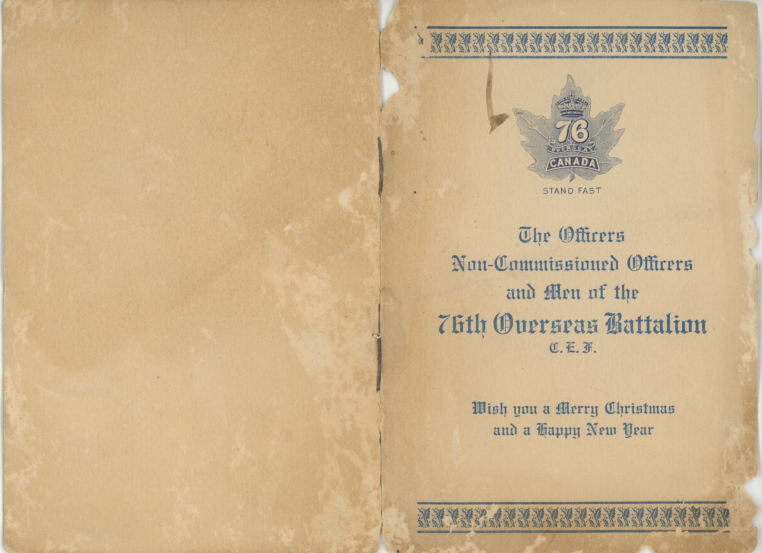 76th Battalion Booklet Front Cover
