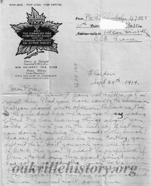Munro Letters- 1914 Sept 24- from G. B. Chisholm to Gordon Munro
