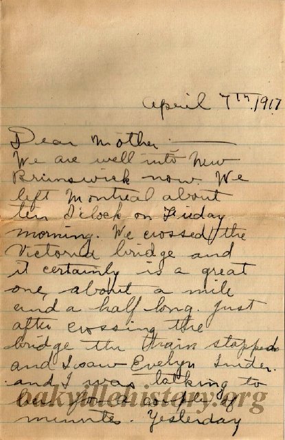 Munro Letters- 1917 Apr 7- Melville Munro to Jessie Munro
