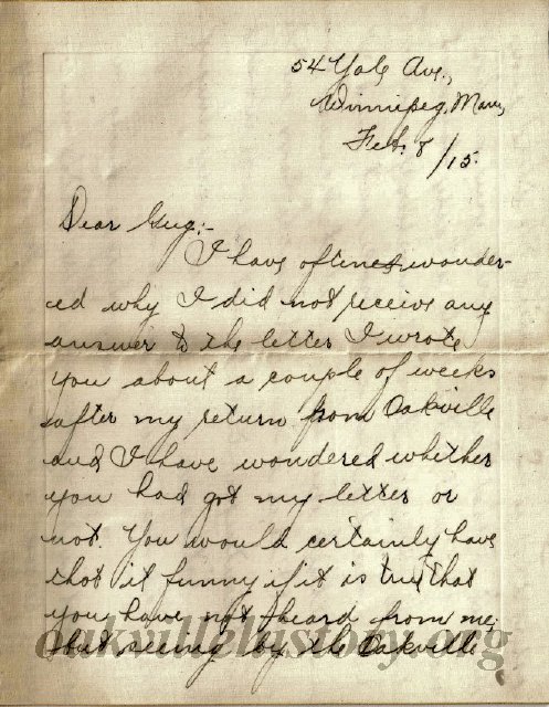 Munro Letters- 1915 Feb 8- from Isabel Cross to Gordon Munro