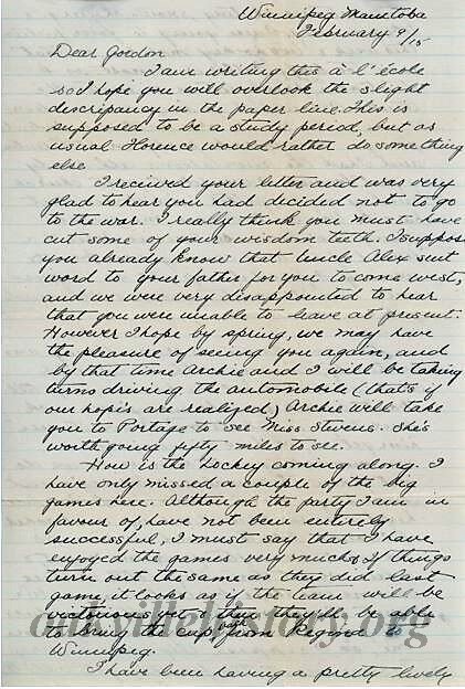 Munro Letters- 1915 Feb 9- from Florence to Gordon Munro 