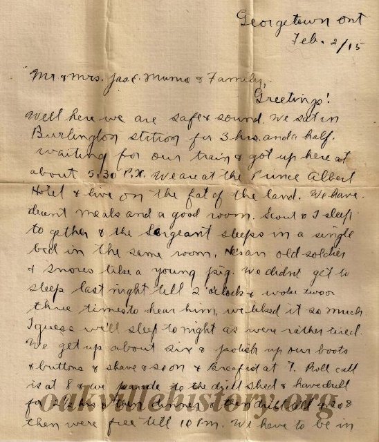 Munro Letters- 1915 Feb 2- from Gordon Munro to Mr. and Mrs. Jas. E. Munro and Family