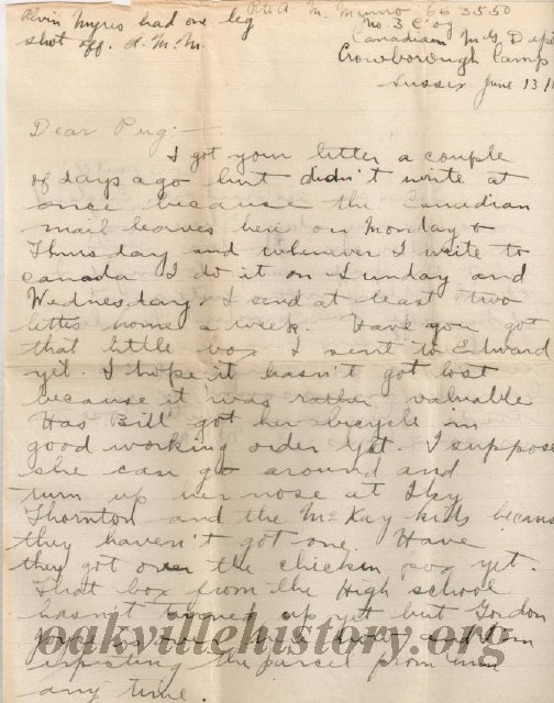 Munro Letters- 1917 June 13- Melville Munro to Margaret Munro