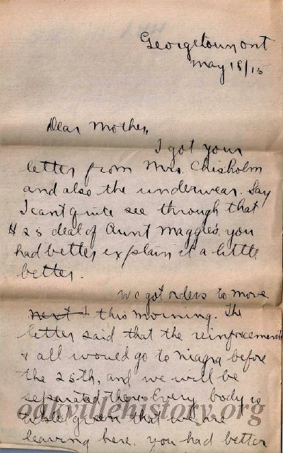 Munro Letters- 1915 May 18- from Gordon Munro to Jessie Munro