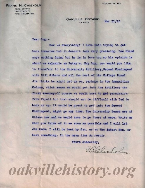 Munro Letters- 1915 Mar 31- from G. B. Chisholm to Gordon Munro