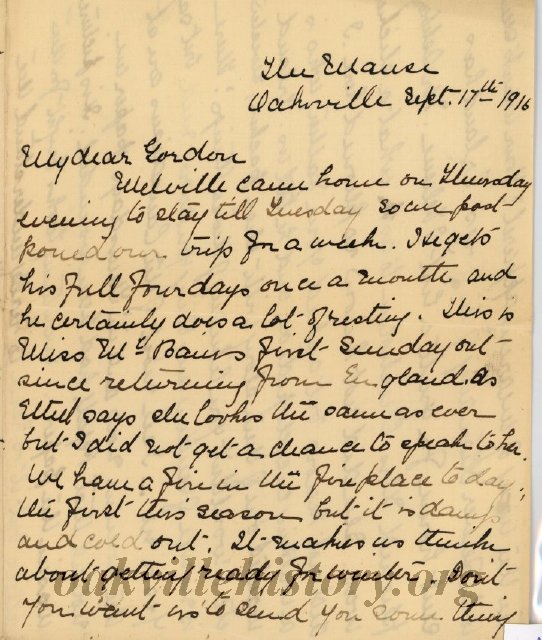Munro Letters- 1916 Sept. 17- from Jessie Munro to Gordon Munro
