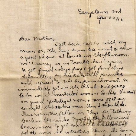 Munro Letters- 1915 Apr 22- from Gordon Munro to Jessie Munro