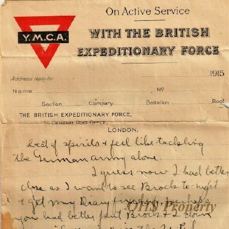 Munro Letters- 1915 Aug 16- from Gordon Munro to Jessie Munro