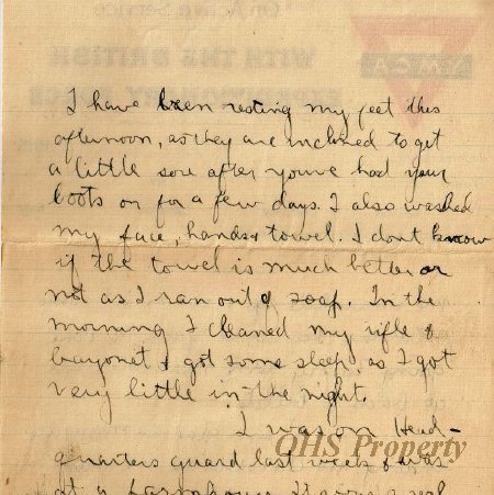 Munro Letters- 1915 Aug 22- from Gordon Munro to Margaret Munro 