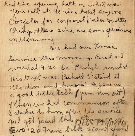 Munro Letters- 1915 Dec. 19- from Gordon Munro to Jessie Munro