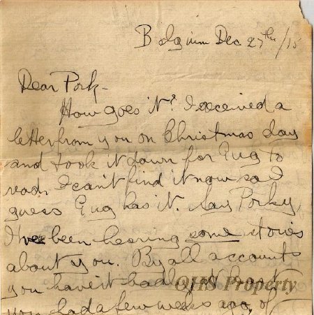 Munro Letters- 1915 Dec. 27- from G. B. Chisholm to Melville Munro