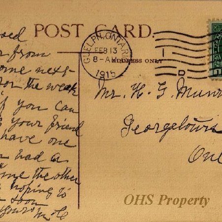 Munro Letters- 1915 Feb 13- from M. C. to Gordon Munro