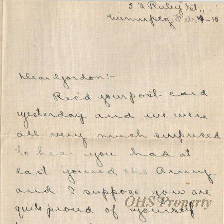 Munro Letters- 1915 Feb 14- from Grace Hewer to Gordon Munro