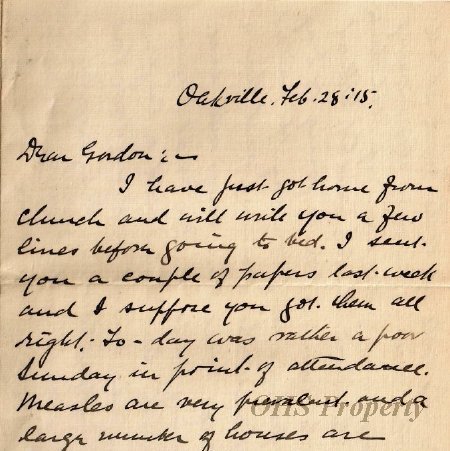 Munro Letters- 1915 Feb 28- from Father to Gordon Munro