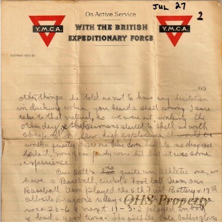 Munro Letters- 1915 July 27- from Gordon Munro to James E. Munro