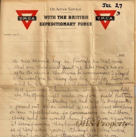 Munro Letters- 1915 July 27- from Gordon Munro to James E. Munro
