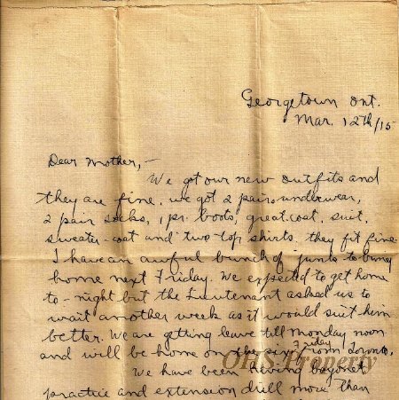 Munro Letters- 1915 Mar 12- from Gordon Munro to Jessie Munro