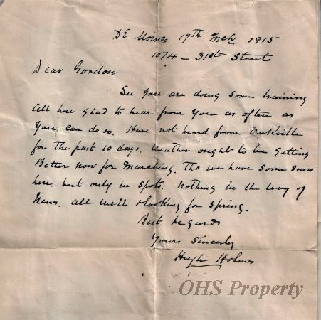 Munro Letters- 1915 Mar 17- from Hugh Holmes to Gordon Munro