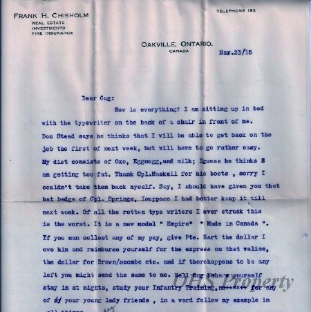 Munro Letters- 1915 Mar 23- from G. B. Chisholm to Gordon Munro