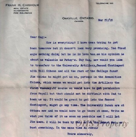 Munro Letters- 1915 Mar 31- from G. B. Chisholm to Gordon Munro