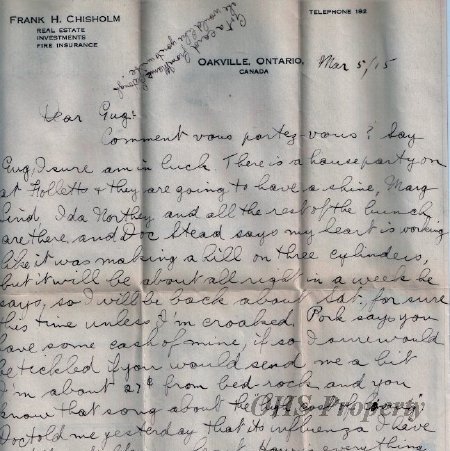 Munro Letters- 1915 Mar 5- from G. B. Chisholm to Gordon Munro
