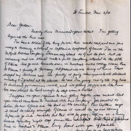 Munro Letters- 1915 Mar 6- from C. W. Snyder to Gordon Munro
