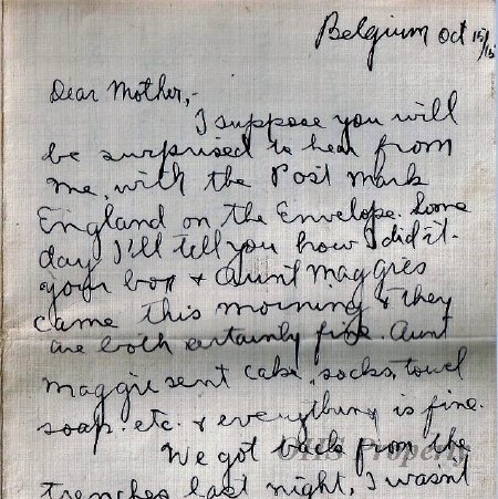 Munro Letters- 1915 Oct. 15- from Gordon Munro to Jessie Munro