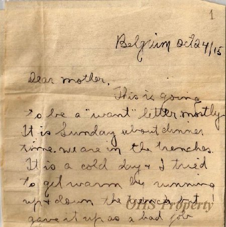 Munro Letters- 1915 Oct. 24- from Gordon Munro to Jessie Munro