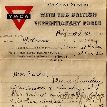 Munro Letters- 1915 Oct. 31- from Gordon Munro to James E. Munro