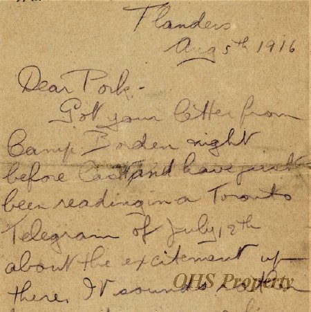 Munro Letters- 1916 Aug 5- from G. B. Chisholm to Melville Munro