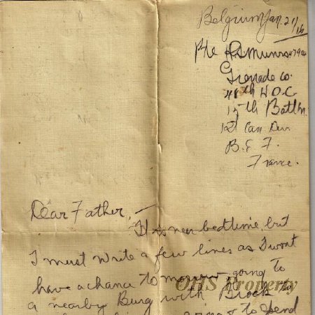 Munro Letters- 1916 Jan 21- from Gordon Munro to James E. Munro