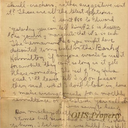Munro Letters- 1916 Jan 8- from Gordon Munro to Ethel Munro