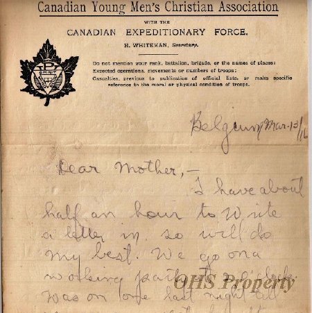 Munro Letters- 1916 Mar. 13- from Gordon Munro to Jessie Munro