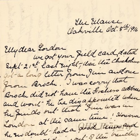Munro Letters- 1916 Oct. 8- from Jessie Munro to Gordon Munro